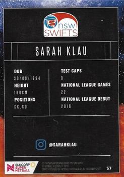 2018 Tap 'N' Play Suncorp Super Netball - Silver Parallel #57 Sarah Klau Back